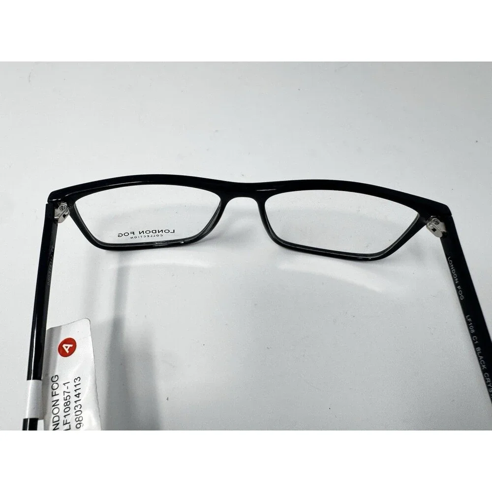 London Fog LF108 Black Crystal Eyeglass Frames New Old Stock 57-16-145